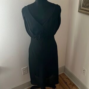 Patra Sz 10 Black party formal midi dress back mesh draped sleeveless‎